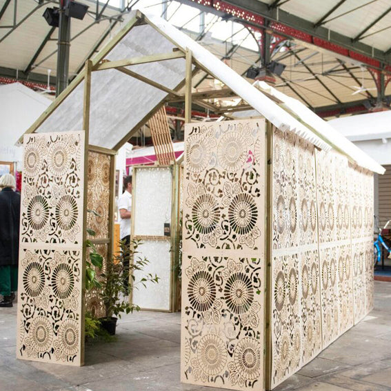 Cabinet of Curiosity Studio Green House installation in Darlington Market, Darlington, UK commission foViewpoints for Festival of Thrift featured temporary sculptures, installations and artworks about clean air that were displayed across the Tees Valley. 